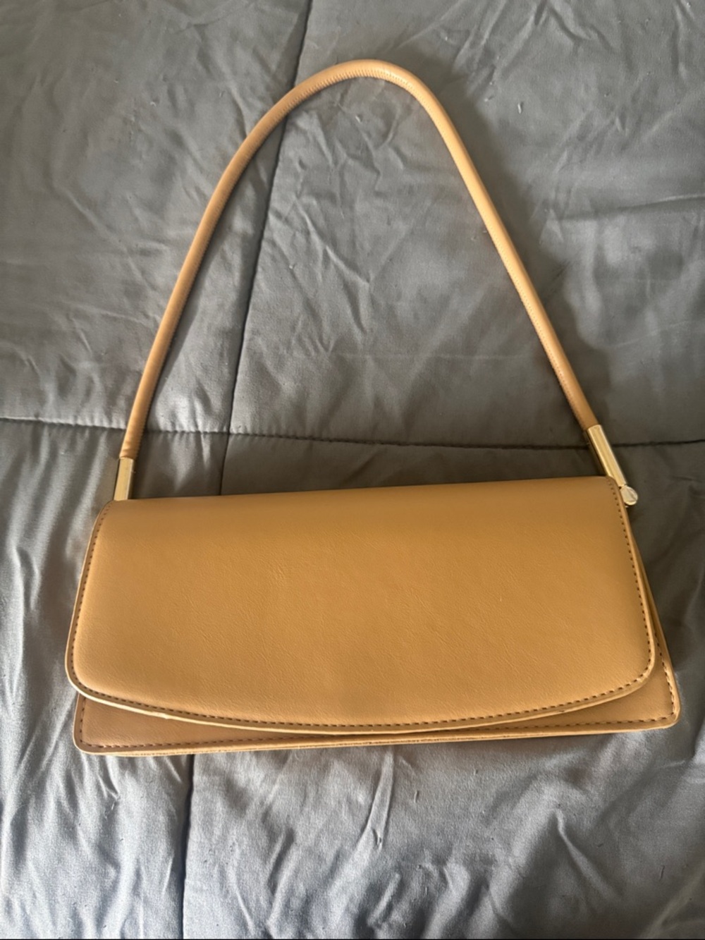 MMS Design Studio Camel Shoulder Bag with Curved Flap